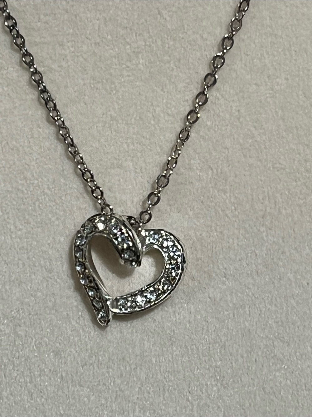 Silver CZ heart necklace